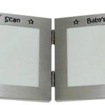 Baby’s 1st Scan Picture & Baby’s 2nd Scan Picture ‘ – Twin Folding Expressions Photo Picture Frame Baby Christening Gift – 5 x 3.5 ” – Brushed Aluminium Satin Silver Color