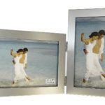 Brushed Aluminium Satin Silver Color Twin 2 Picture Double Folding Photo Frame Gift – Takes 2 Standard 6 x 4 inch photographs (1 Landscape and 1 Portrait Style)