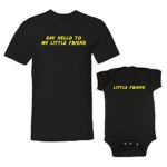 We Match! Say Hello To My Little Friend Matching Adult T-Shirt & Baby Bodysuit Set (6 Months Bodysuit, Matching Adult T-Shirt XL, Black)