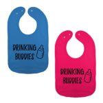 We Match! Unisex-Baby Twin Set 2-Pack Drinking Buddies Thick 2-Ply Cotton Baby Bibs With Snaps (Cobalt/Hot Pink)