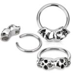 Twin Skull 14g Captive Bead Septum Ring