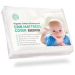 Certified Organic Cotton Waterproof Crib Mattress Pad Cover with 100% Organic Cotton Filling – Breathable & Hypoallergenic – Healthy, All-Natural & Fitted Nursery Bedding