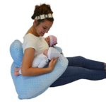 THE TWIN Z PILLOW – BLUE – 6 uses in 1 Twin Pillow ! Breastfeeding, Bottlefeeding, Tummy Time, Reflux, Support and Pregnancy Pillow! CUDDLE BLUE DOTS