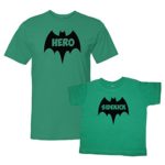 We Match! Bat Hero & Sidekick Super Hero Matching Adult T-Shirt & Child T-Shirt Set (3T T-Shirt, Adult T-Shirt Large, Kelly Green)