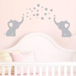 Elephants Bubbles Wall Decal Vinyl Wall Sticker Wall Art Baby Nursery Wall Decor, Grey