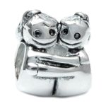 925 Sterling Silver Sister Two Little Twin Baby Girl Charm For European Story Charm 3mm Snake Chain Bracelets