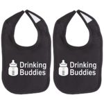 Milk Drinking Buddies Twin Set Unisex Newborn Baby Soft 100% Cotton Bibs 2 Piece in Black