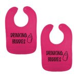 We Match! Unisex-Baby Twin Set 2-Pack Drinking Buddies Thick 2-Ply Cotton Baby Bibs With Snaps (Vintage Hot Pink)