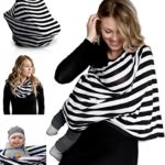 Nursing Breastfeeding Cover Scarf – Baby Car Seat Canopy, Shopping Cart, Stroller, Carseat Covers for Girls and Boys – Best Multi-Use Infinity Stretchy Shawl