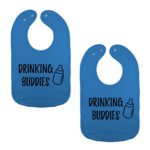 We Match! Unisex-Baby Twin Set 2-Pack Drinking Buddies Thick 2-Ply Cotton Baby Bibs With Snaps (Cobalt)