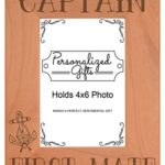 Nautical Gift Sail Captain First Mate Anchor Natural Wood Engraved 4×6 Portrait Picture Frame Wood