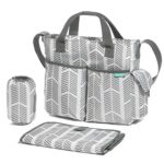 Diaper Bag By Bambini & ME— Stylish Arrows, Functional Baby Stroller Organizer — Adjustable Stroller Strap — Eight Total Pockets — Easy to Clean — BONUS: Baby Changing Pad