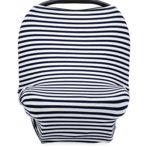 The Good Baby 4 in 1 Car Seat Cover for Boys – Stretchy Carseat Canopy, Nursing Cover, Grocery Cart Cover, Infinity Scarf – Navy/White Stripes