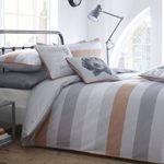 HORIZONTAL STRIPED ORANGE GREY WHITE 100% COTTON USA TWIN (135CM X 200CM – UK SINGLE) DUVET COMFORTER COVER