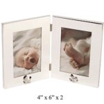 Silver Plated Double Hinged Photo Frame With Pram And Rocking Horse Icons By Haysom Interiors