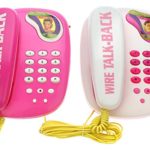 My First Phone Twin Telephones Wired Intercom Children’s Kid’s Toy Telephone Set w/ 2 Telephones, Ringing Sound, Talk to Each Other (Pink)
