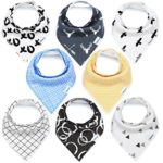 KiddyStar Bandana Baby Bibs for Boys and Girls, 8-Pack Drool Bib Set, 100% Organic Cotton, Soft and Absorbent, Newborn and Baby Shower Gift for Drooling and Teething