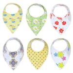 Baby Bandana Drool Bibs Unisex | 6 Pack Gift Set for Newborns to Toddlers | Soft Cotton and Absorbent Polyester | Adjustable Nickel Free Snaps | Nice Shower Gift