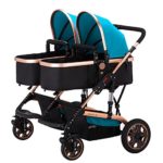 Double Stroller Twin Lightweight Stroller Double Baby Pram (Blue)
