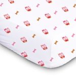 1 Soft & Cozy Fitted Muslin Cotton Baby Crib Sheet For Deep Sleep. Cute Pink Owls For Girls, Infants, Toddlers Christmas Gifts. 28″ X 52″