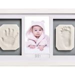 Lovely Baby Handprint & Footprint Photo Frame Kit – The Perfect Shower Gift for Boys and Girls, and A Forever Registry Memory, All in A Premium White Wood Frame for Keepsake Decoration, Wall and Desk