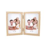Classic Wooden Hinged Foldable Double Openings Desktop Picture Frame,Holds 4×6 Pictures,with Glass Front (Brighter Wood Color)