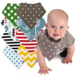Baby Bandana Drool Bibs – 8 Gift Unisex Set – For Boys and Girls – Perfect for Newborns, Infants and Toodles – Organic Cotton Great for Drooling and Teething – Best Shower Gift