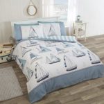 NAUTICAL SAILING BOATS ANCHORS BLUE WHITE COTTON BLEND USA TWIN (135CM X 200CM – UK SINGLE) DUVET COMFORTER COVER