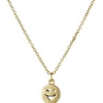 Little Miss Twin Stars Girls’ “Happy Hour” 14k Gold-Plated Smiley Face Chain Pendant Necklace