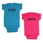 We Match! Unisex Baby Twin Set 2-Pack Copy & Paste Bodysuits (Cobalt/Hot Pink, Newborn)