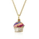 Candyland 14K Gold Plated Multi Color Enamel Swirl Cupcake Pendant Necklace