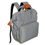 Diaper Bag Backpack, HoHope Baby Diaper Bags Wide Open Designer with Insulated Pockets Stroller Straps and Changing Pad, Stylish and Durable, Grey