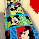 OFFICIAL LICENSED MICKEY MOUSE BLUE RED USA TWIN (COMFORTER COVER 135 X 200 – UK SINGLE) (PLAIN WHITE FITTED SHEET – 91 X 191CM + 25 – UK SINGLE) 3 PIECE BEDDING SET