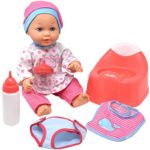 Super Cute 14″ White Drink and Wet Baby Doll, Comes with a Training Potty, Adorable Bib, Extra Diaper and 2 Baby Bottles, Give your Toddlers and Kids the Best Training Experience