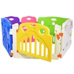 Lil’ Jumbl Flexible Baby Play Yard – 6 Interconnecting Colorful Panels Form Playpen For Indoor & Outdoor Use – Includes Safety Gate & Interactive Play Panel – Extensions Available
