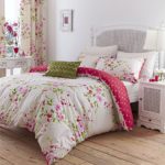 PINK CREAM ROSE FLORAL COTTON BLEND CANADIAN TWIN (135CM X 200CM – UK SINGLE) REVERSIBLE COMFORTER COVER SET