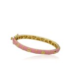 Little Miss Twin Stars Outfit Makers 14k Gold-Plated Pink Bangle With Gold Flowers & Old Lines