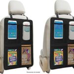 Kick Mat Auto Seat Back Protectors + 4 Large Organizer Pockets, Waterproof Seat Covers For The Back Of Your Seat 2 Pack, X-Large Car Back Seat Protectors, Backseat Organizer, Kick Guard Seat Saver