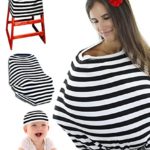 Premium Nursing Breastfeeding Cover Carseat Canopy W/Bag & Baby Beanie For Boys & Girls. Baby Shower Gift. Multi Use – Poncho & Scarf, Shopping Cart, High Chair & Stroller Covers