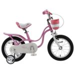 RoyalBaby Little Swan Girl’s Bike with basket, 14, 16 or 18 inch girls bike with training wheels or kickstand, gifts for kids, girls’ bicycles