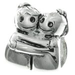 925 Sterling Silver Happy Twins Girl Sister Hug Bead Fits European Charm Bracelets