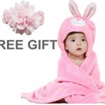 Baby Bath Blanket, Priors Baby Blanket Animal Cartoon Hooded Flannel Blanket (Pink Rabbit)