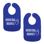 We Match! Unisex-Baby Twin Set 2-Pack Drinking Buddies (White Print) Thick 2-Ply Cotton Baby Bibs With Snaps (Royal)