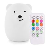 LumiPets Baby Night Light Nursery Lamp Bear – USB Rechargeable Wireless + Remote Control with Timer and Brightness Controls for Kids and Children