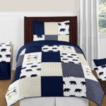 Sweet Jojo Designs 4-Piece Navy Blue, Gold, and White Big Bear Boy Twin Kid Childrens Bedding Comforter Set s