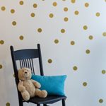 Gold Wall Decal Dots (200 Decals) | Easy to Peel Easy to Stick + Safe on Painted Walls | Removable Metallic Vinyl Polka Dot Decor | Round Sticker Large Paper Sheet Set for Nursery Room (Metallic Gold)