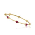 Little Miss Twin Stars Stackable Stunners 14k Gold-Plated Hot Pink Small Hearts Bangle