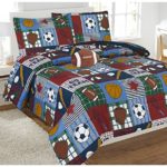 Elegant Home Patchwork Sports Football Basketball Baseball Soccer Design Reversible 6 Piece Comforter Bedding Set for Boys /Kids Bed In a Bag With Sheet Set & Decorative TOY Pillow # Rugby (Twin)