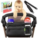 BEST STROLLER ORGANIZER Stroller Accessories | Stroller Cup Holder for Smart Moms + BONUS Shoulder Strap | Perfect for Jogging, Travelling or Shopping | Best Stroller Organizer Attachment by Kaywee