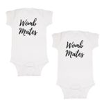 We Match! Unisex Baby Twin Set 2-Pack Womb Mates Bodysuits (White, Newborn)